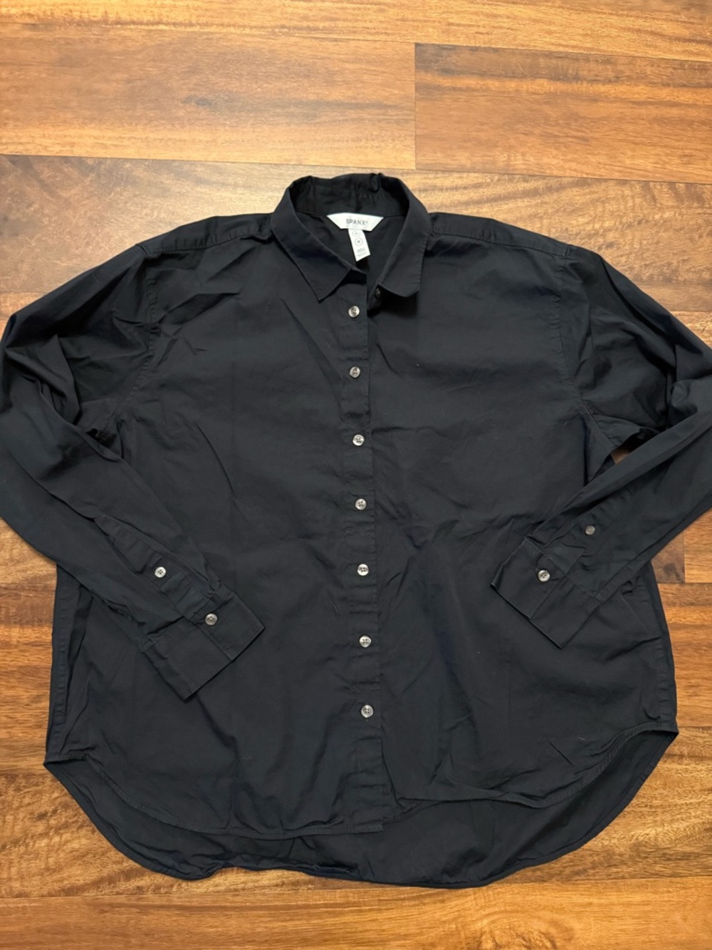 SPANX Black Long-Sleeve Button-Down Shirt